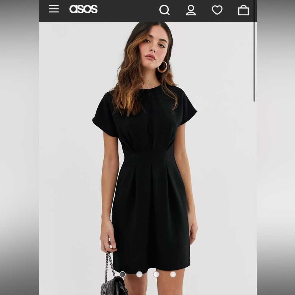 ASOS Design Nipped In Waist Mini Dress in Black